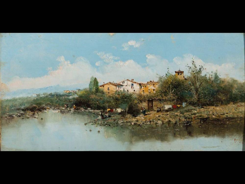 Emilio Alvarez Ayom comparable auction result: emilio alvarez ayom southern river landscape oil wood
