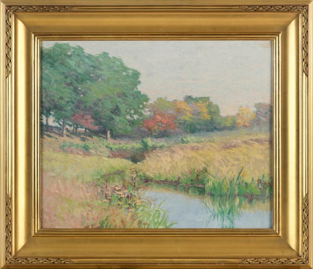 Harriet Randall Lumis comparable auction result: harriet randall lumis massachusetts connecticut 1870 1953 impressionist meadow landscape oil on canvas 16 x 20 framed 22 x 26