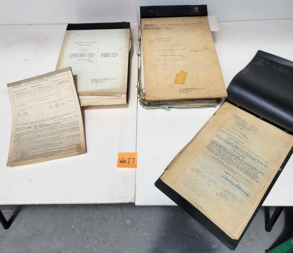 VANDERBILT ARCHIVE ESTATE APPRAISALS GERTRUDE HARRY WITNEY BOUND ART ANTIQUES JEWELRY COPIES FIFTH AVENUE OLD WESTBURY PROPERTY LISTS DEEDS OF GIFT WILL COPIES HEIRS AND AMOUNTS TOTAL 4 LEDGERS FASCINATING DETAILS PLUS PARK BERNET CATALOG AFFIXED sold by Richard Stedman Estate Services LLC, lot 102 — auction record photograph