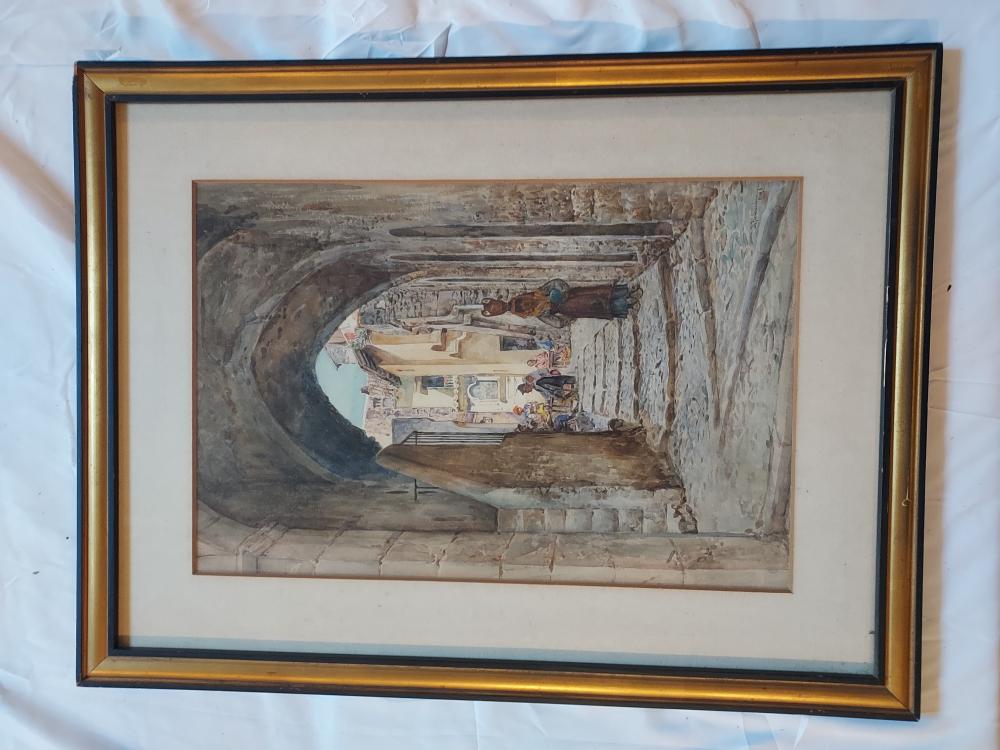 Mariano de Franceschi comparable auction result: mariano de franceschi roma city street watercolor