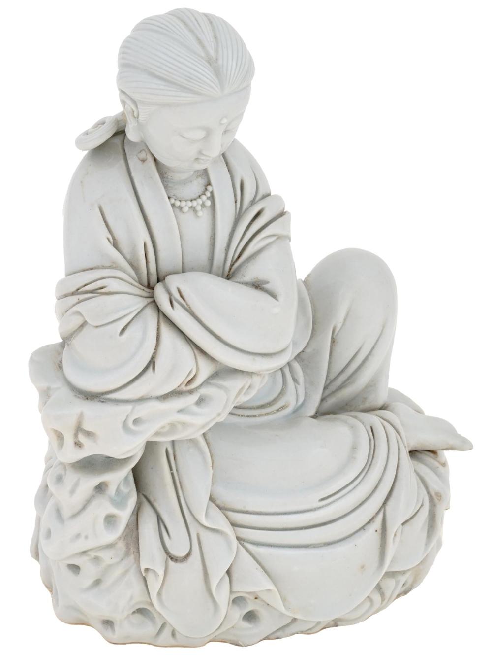 Auction comp thumbnail for ANTIQUE CHINESE DEHUA PORCELAIN HE XIANGU FIGURINE (Antique Arena Inc, Lot 83)