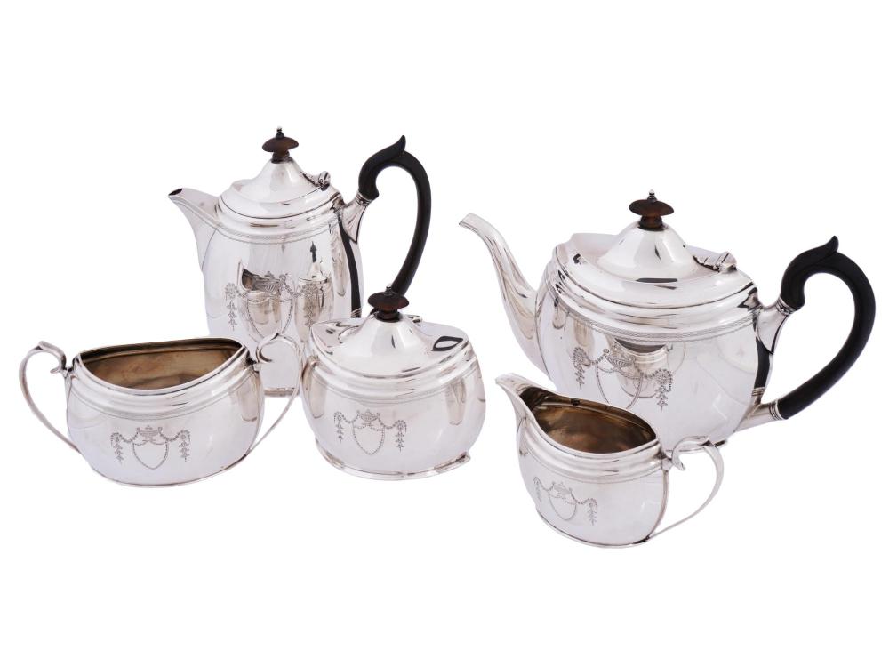 ANTIQUE ENGLISH BARNARD STERLING SILVER TEA SET sold by Antique Arena Inc, lot 178 — auction record photograph