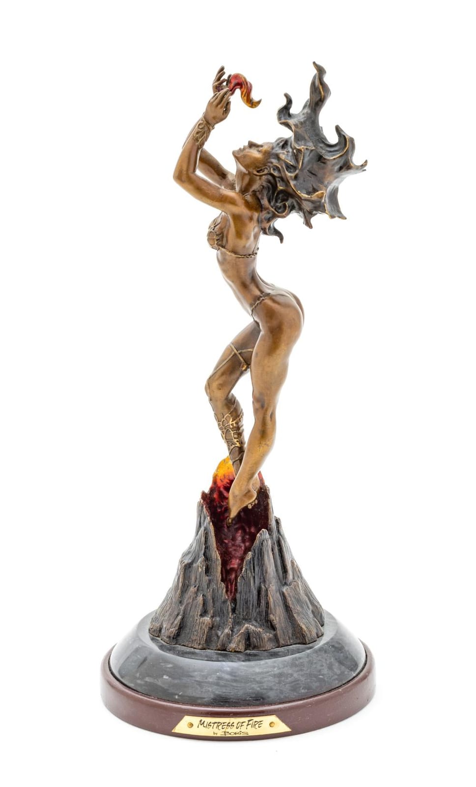 Boris Vallejo comparable auction result: boris vallejo american b 1941 bronze sculpture 20th c mistress of fire h 13 dia 5 5