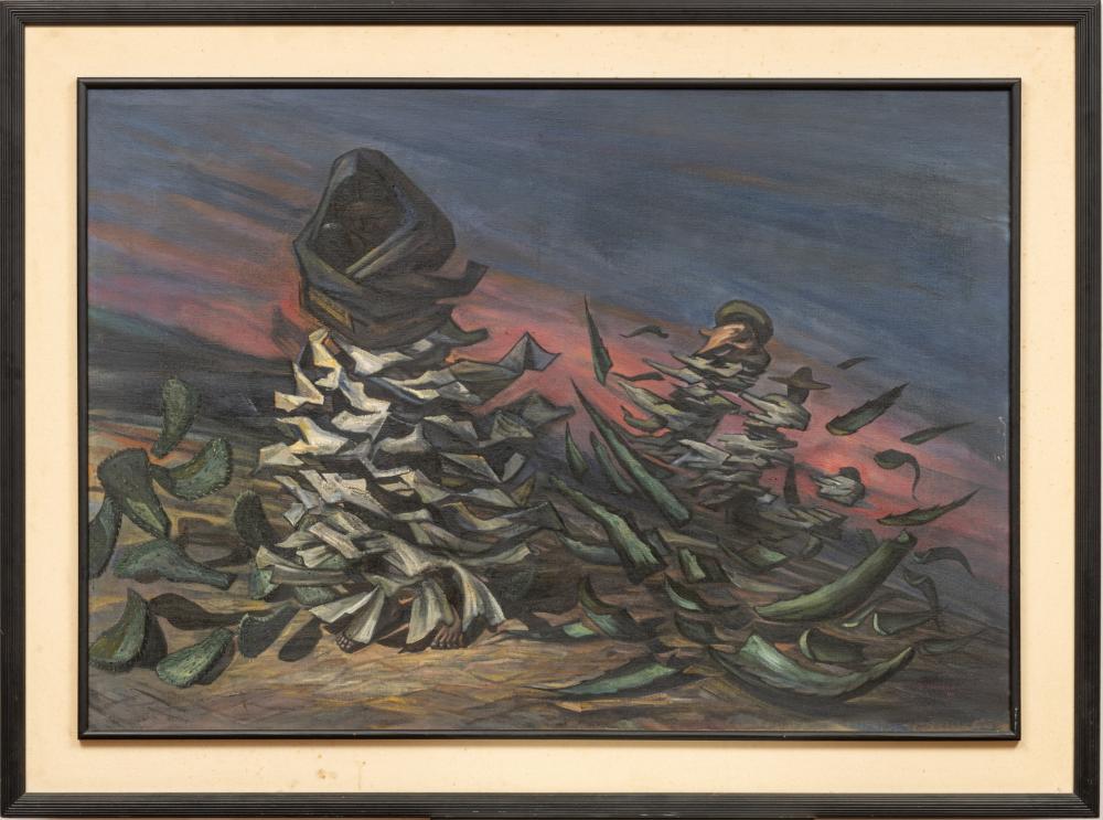 Gilberto Aceves Navarro comparable auction result: gilberto aceves navarro california mexico b 1931 oil on canvas 1985 untitled vanishing people h 36 w 52