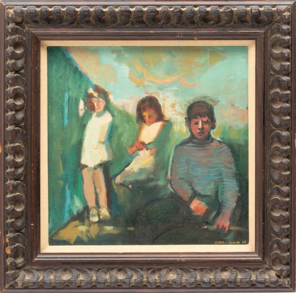 Carol Wald comparable auction result: carol wald american 1935 2001 oil on canvas ca 1969 three children h 12 w 12