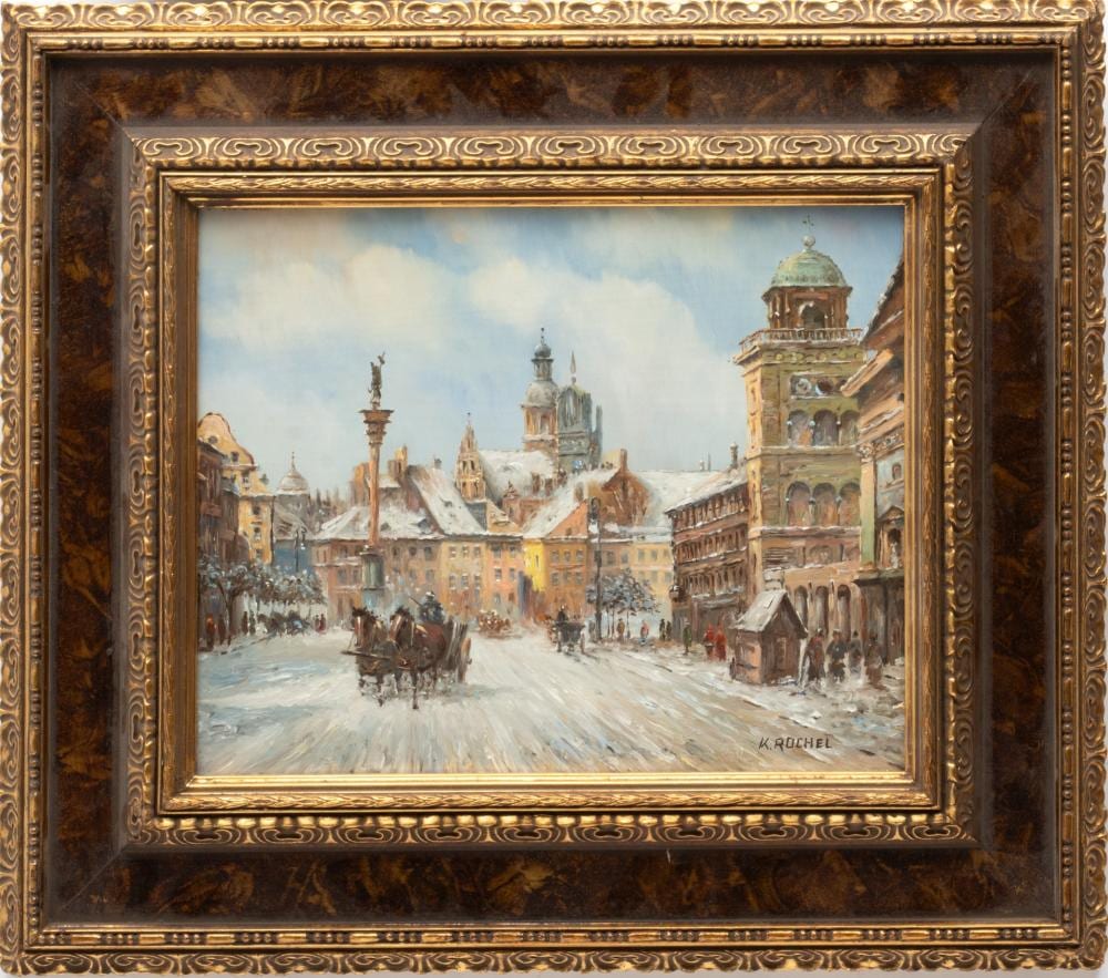 klaus rochel german b 1936 oil on copper ca 20th c 19th c luxemburg winter h 9 5 w 12 · DuMouchelles · 2023-07-28 Klaus Rochel comparable auction result: klaus rochel german b 1936 oil on copper ca 20th c 19th c luxemburg winter h 9 5 w 12