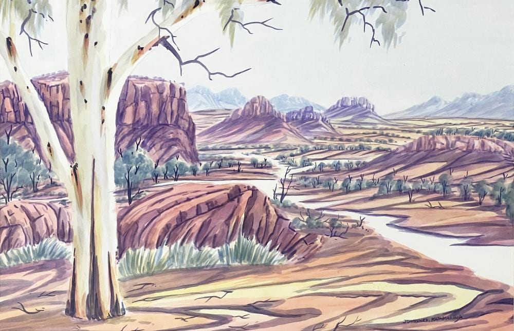 Johannes Katakarinja comparable auction result: johannes katakarinja hermannsburg untitled watercolour on paper