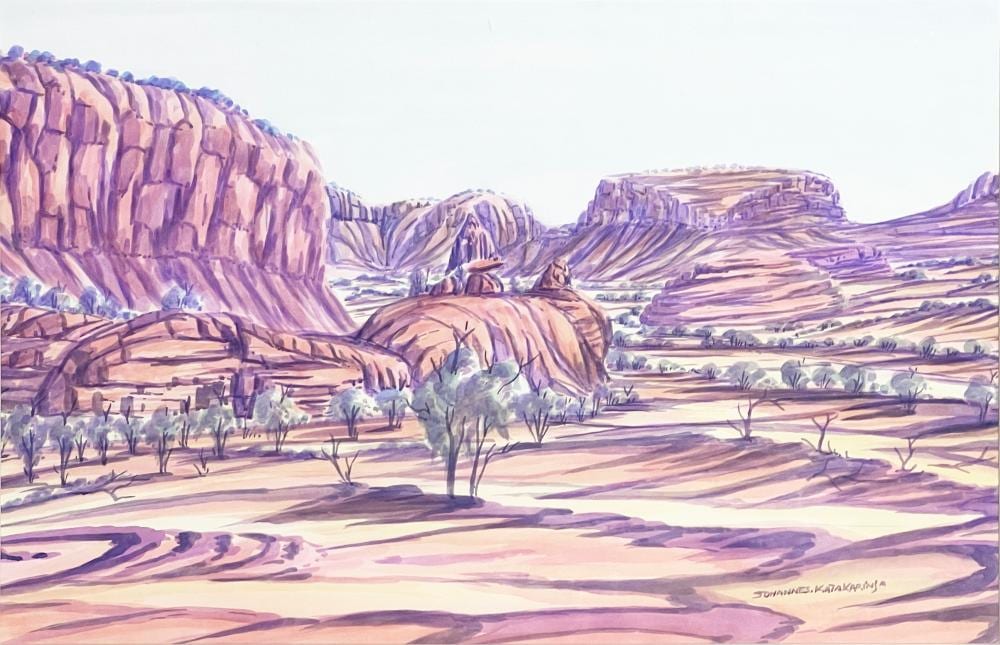 Johannes Katakarinja comparable auction result: johannes katakarinja hermannsburg untitled watercolour on paper