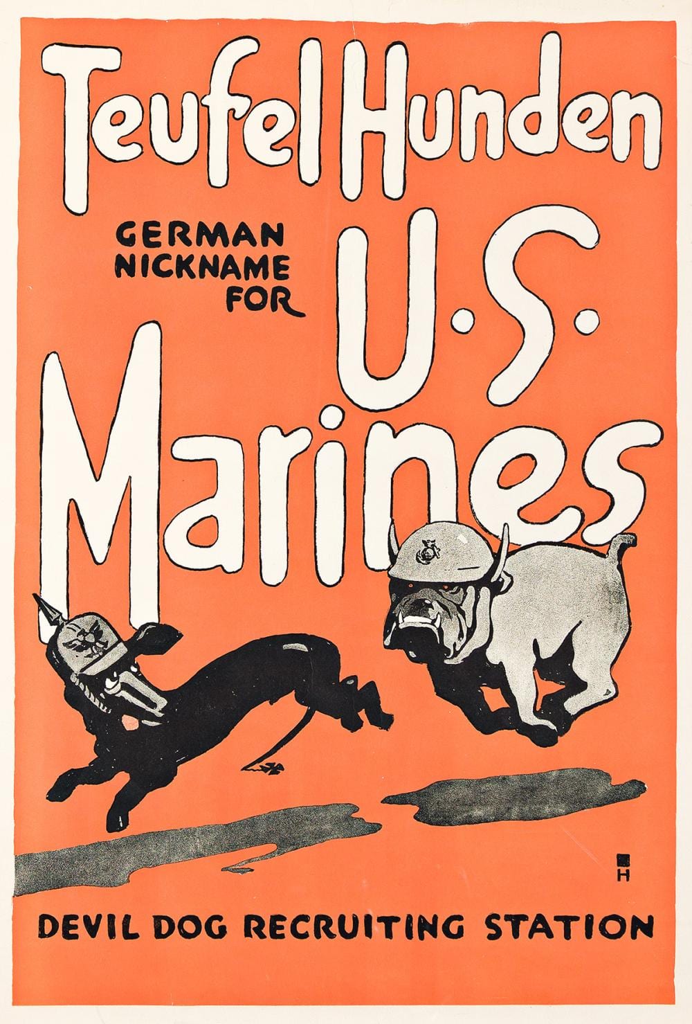 H. Désiré Grisard comparable auction result: h dates unknown teufel hunden german nickname for u s marines 1917 28 x19 inches 71 x48 cm