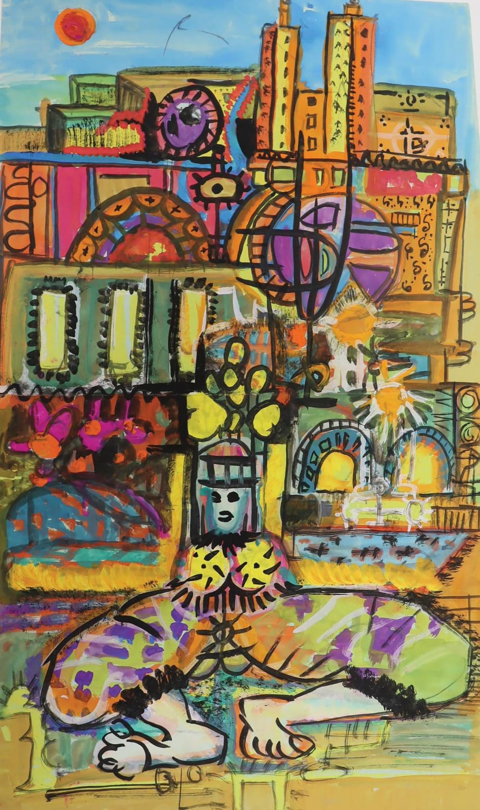 Chaibia comparable auction result: chaibia 1929 2004 personnage sur fond de ville orientale