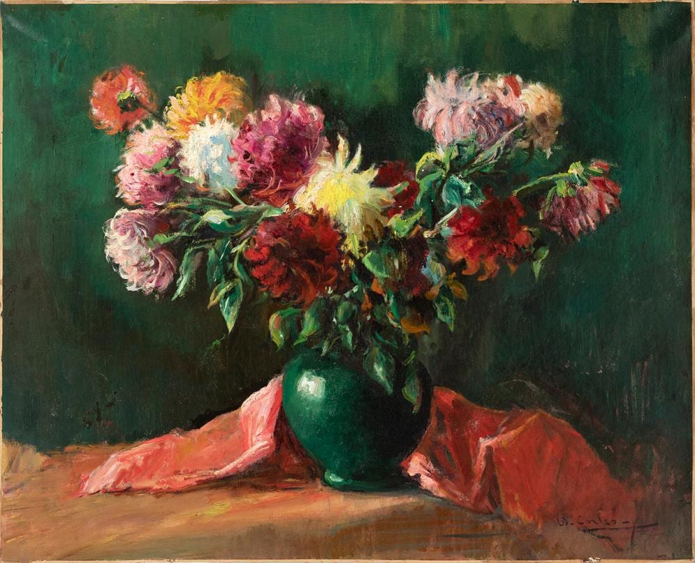 Domènec Carles Rosich comparable auction result: dom nec carles rosich barcelona 1888 olot girona 1962 flowers 1932 oil on canvas signed and dated in the lower right hand corner and on the back