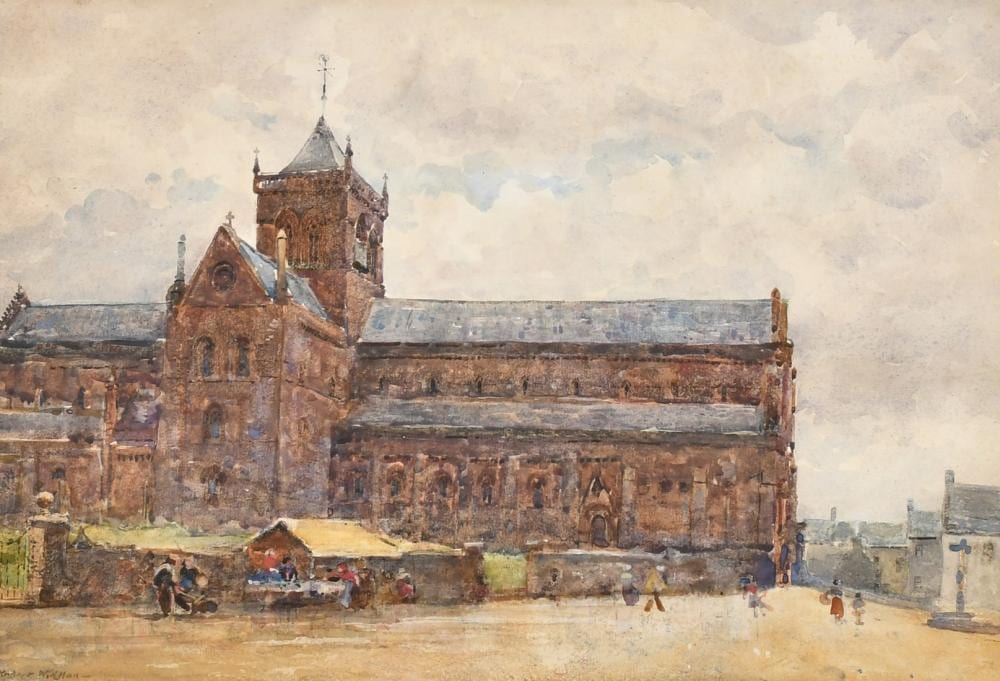 Robert Weir Allan comparable auction result: robert weir allan 1852 1942 scottish market stalls outside the cathedral at kirkwall orkney watercolour s