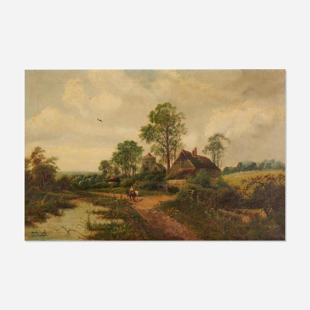 Octavius T. Clark comparable auction result: octavius thomas clark rural landscape with a figure on horseback