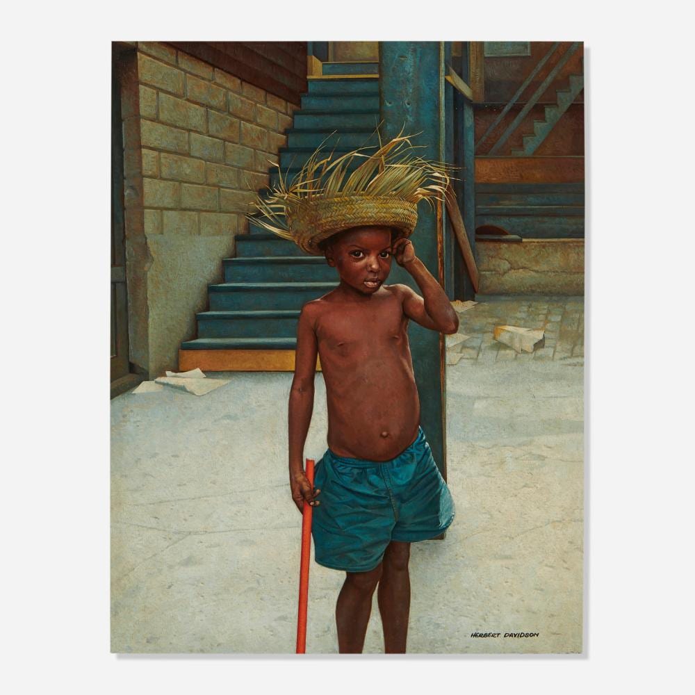 Herbert Laurence Davidson comparable auction result: herbert davidson boy with straw hat