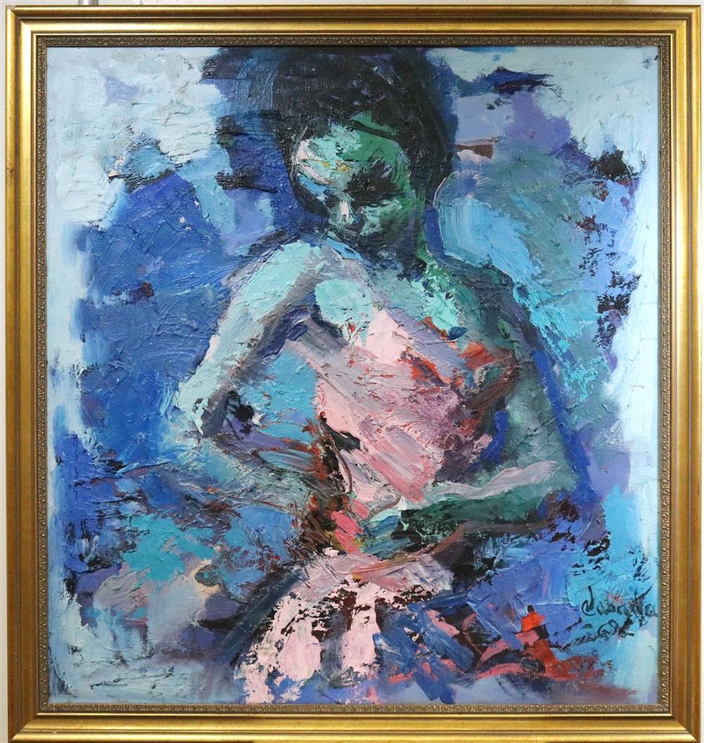 Javier Cabada comparable auction result: javier cabada spanish born 1931 ballerina with a pink tutu 1969 oil on canvas artist signed and dated lower right hand corner f