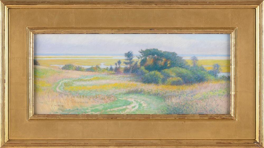 Sid Willis comparable auction result: sid willis new hampshire massachusetts 1930 a view of fort hill eastham massachusetts pastel 10 x 24 framed 17 5 x 31 5