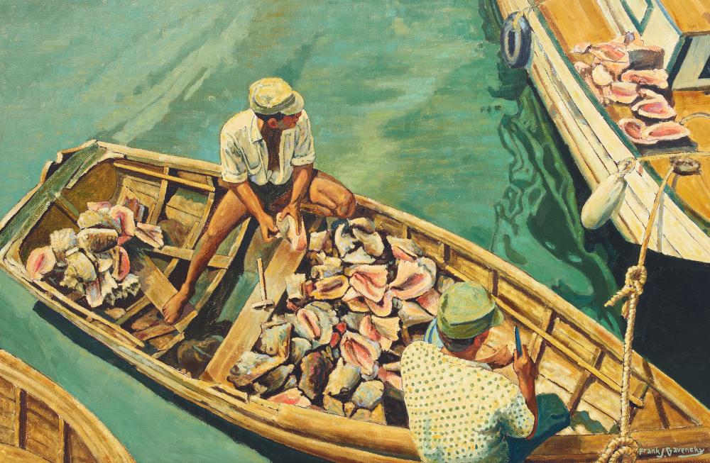 Frank J. Gavencky comparable auction result: frank j gavencky 1888 1966 the conch diver 24 x 36 in framed 34 x 45 1 2 in