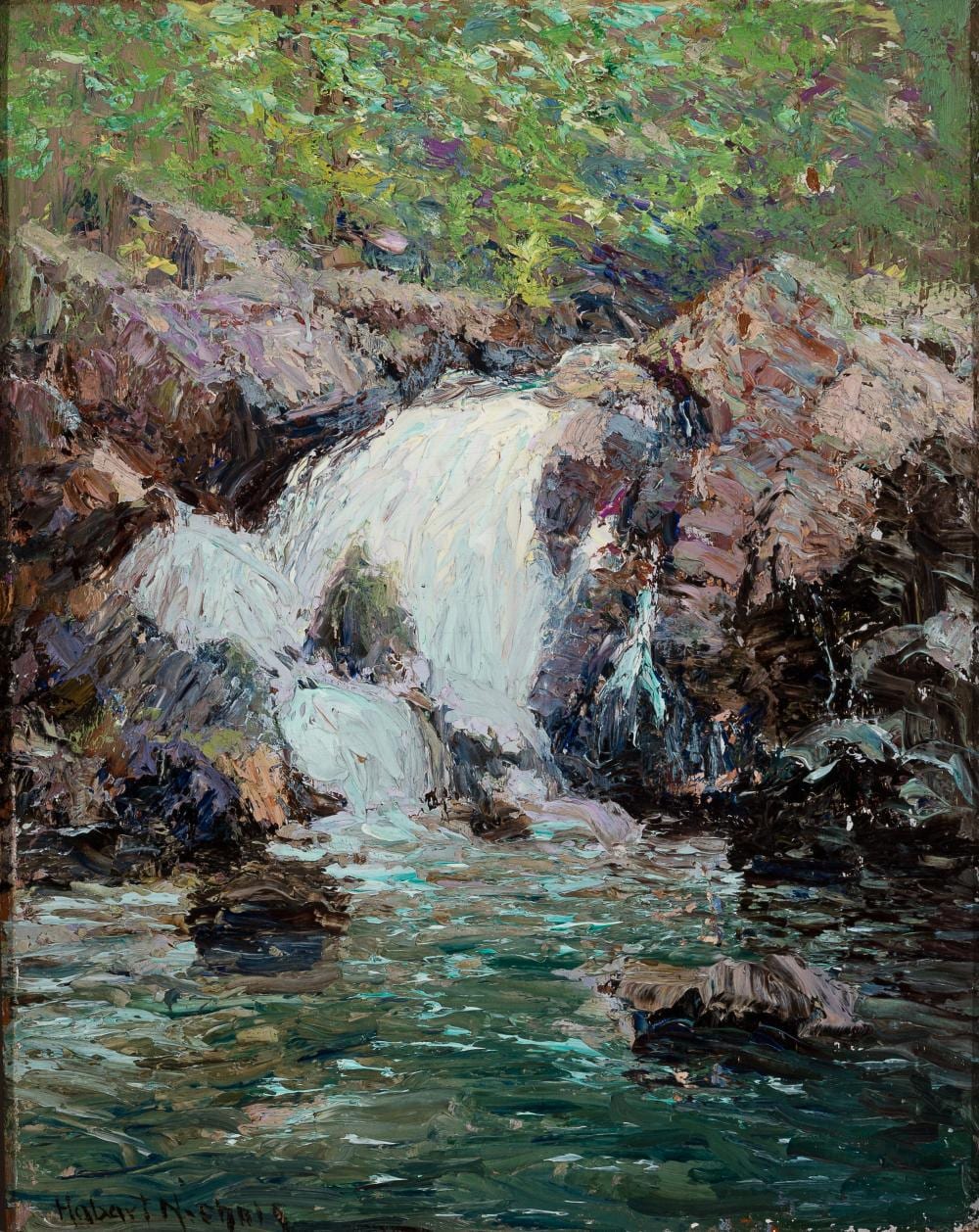 Hobart Nichols comparable auction result: henry hobart nichols am 1869 1962 mountain brook oil on panel framed