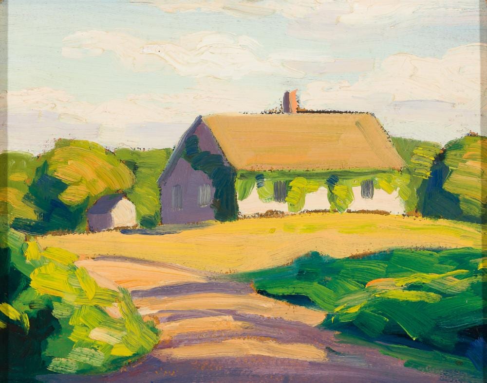 Elwyn George Gowen comparable auction result: elwyn george gowen am 1895 1954 cottage in summer oil on panel framed
