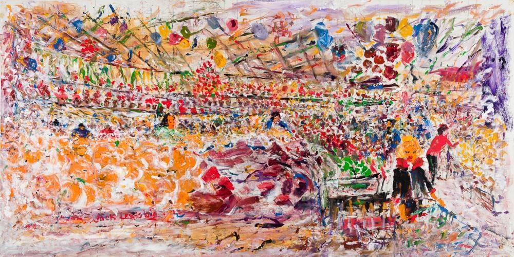 Jack Lewis comparable auction result: jack lewis am 1912 2012 the produce department oil on canvas unframed