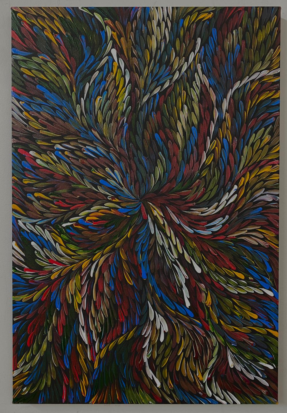 Heather Long Pitjara comparable auction result: original heather long pitjara bush yam acrylic on canvas comes with certificate of authenticity stretched and ready to hang measures 89cm x 60cm