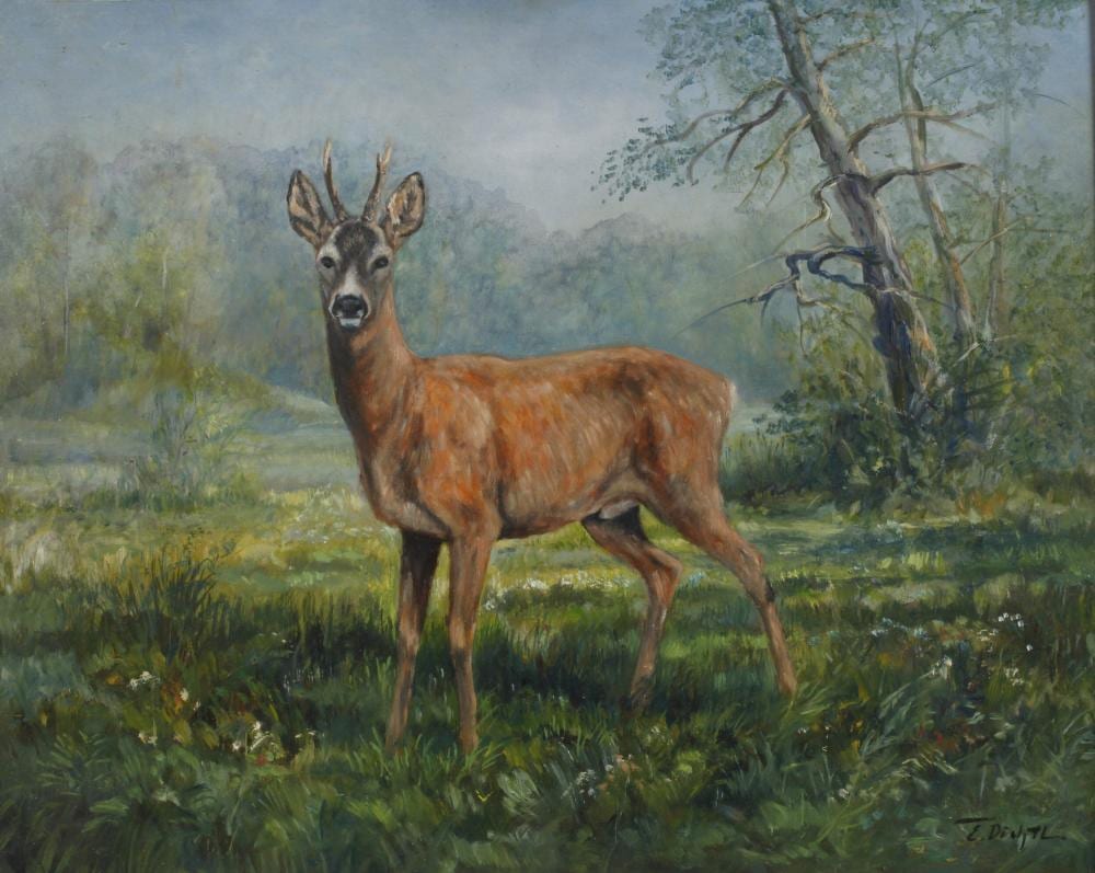 Erich Dichtl comparable auction result: erich dichtl rehbock auf waldlichtung