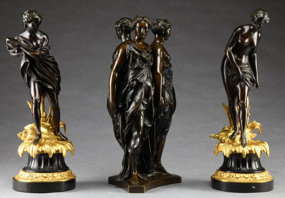 Ferdinand Voet comparable auction result: three graces a patinated bronze after ferdinand