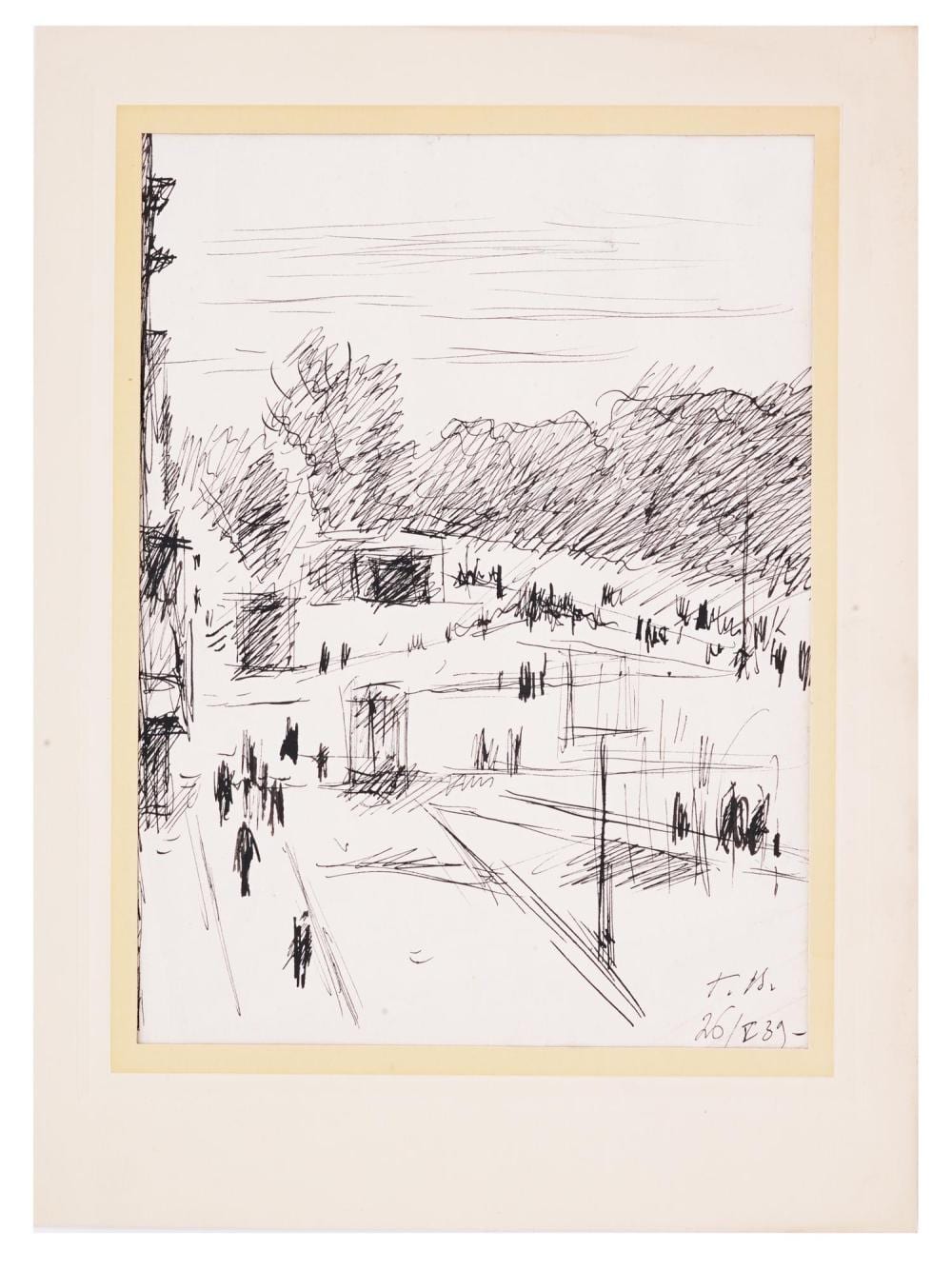 Georgij Semenovic Verejskij comparable auction result: russian cityscape ink painting by georgii vereiskii