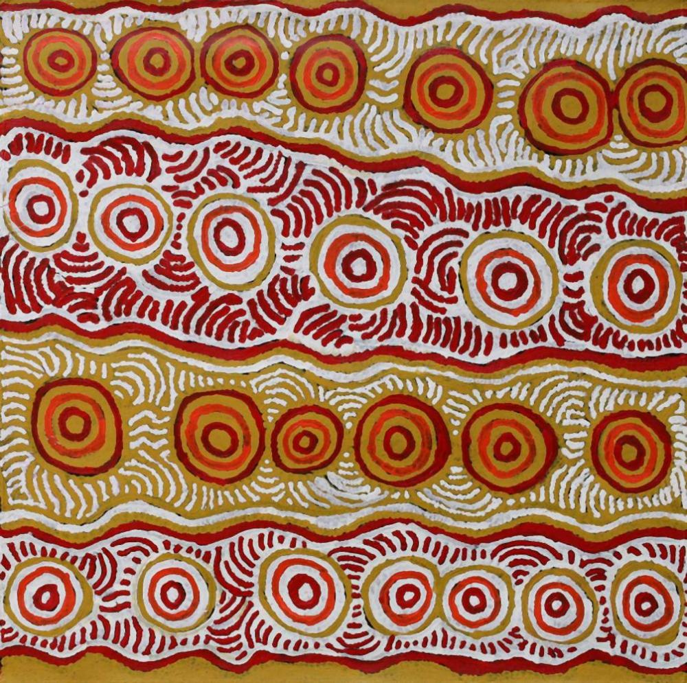 Rosie Nampitjinpa comparable auction result: rosie nampitjinpa rockholes acrylic on belgian linen painted in 2005 comes with certificate of authenticity artwork is not stretched 95cm x 93cm