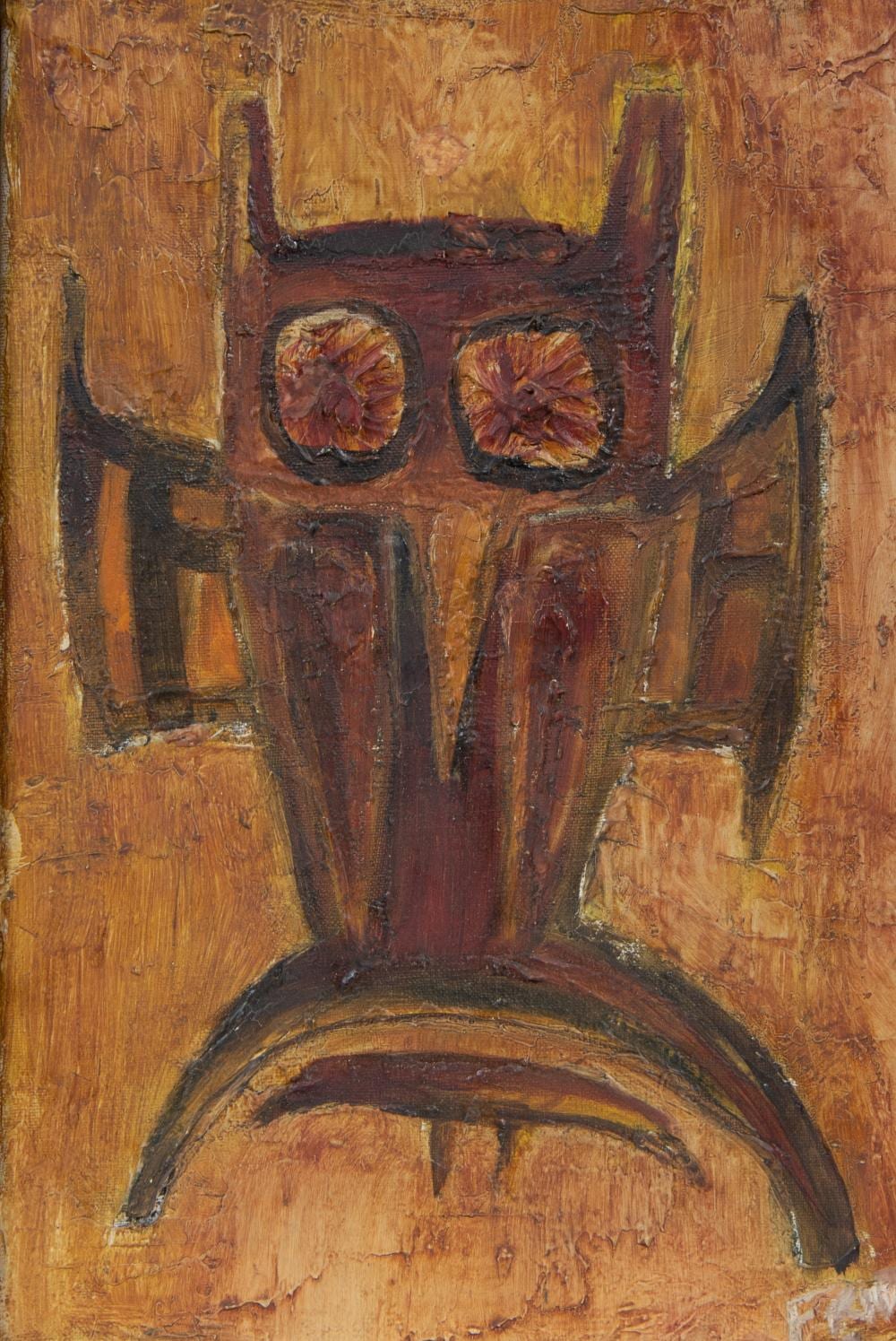 Alfons van Meirvenne comparable auction result: alfons van meirvenne 1932 oil on canvas owl drawn in pencil on back frame