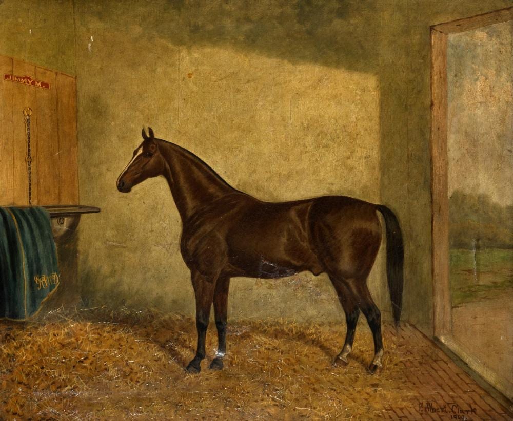 Frederick Albert Clark comparable auction result: frederick albert clark inghilterra 1821 1910 bay horse in a stable
