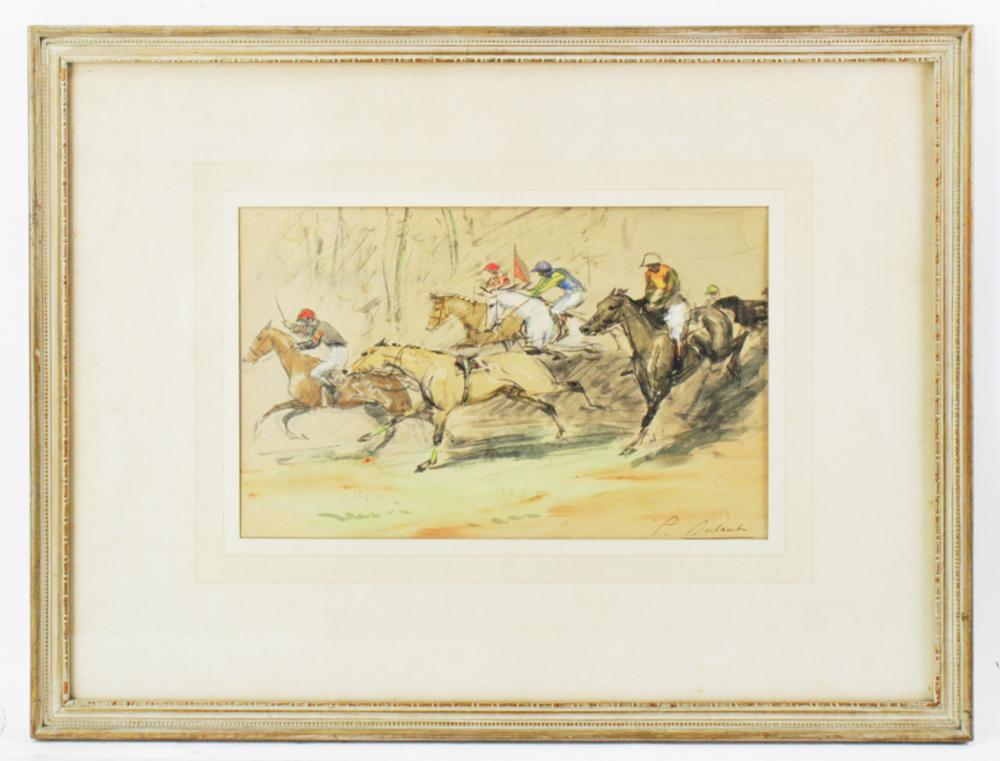 pierre dubaut a steeple chase watercolor · Kaminski Auctions · 2023-08-19 Pierre-Olivier Dubaut comparable auction result: pierre dubaut a steeple chase watercolor