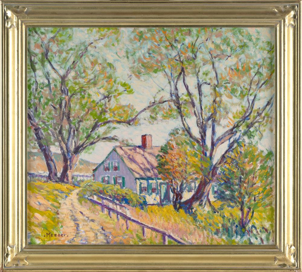 Lillian Burk Meeser comparable auction result: lillian burk meeser pennsylvania michigan 1864 1942 cape cod scene with houses and trees oil on panel 16 x 18 framed 19 x 21