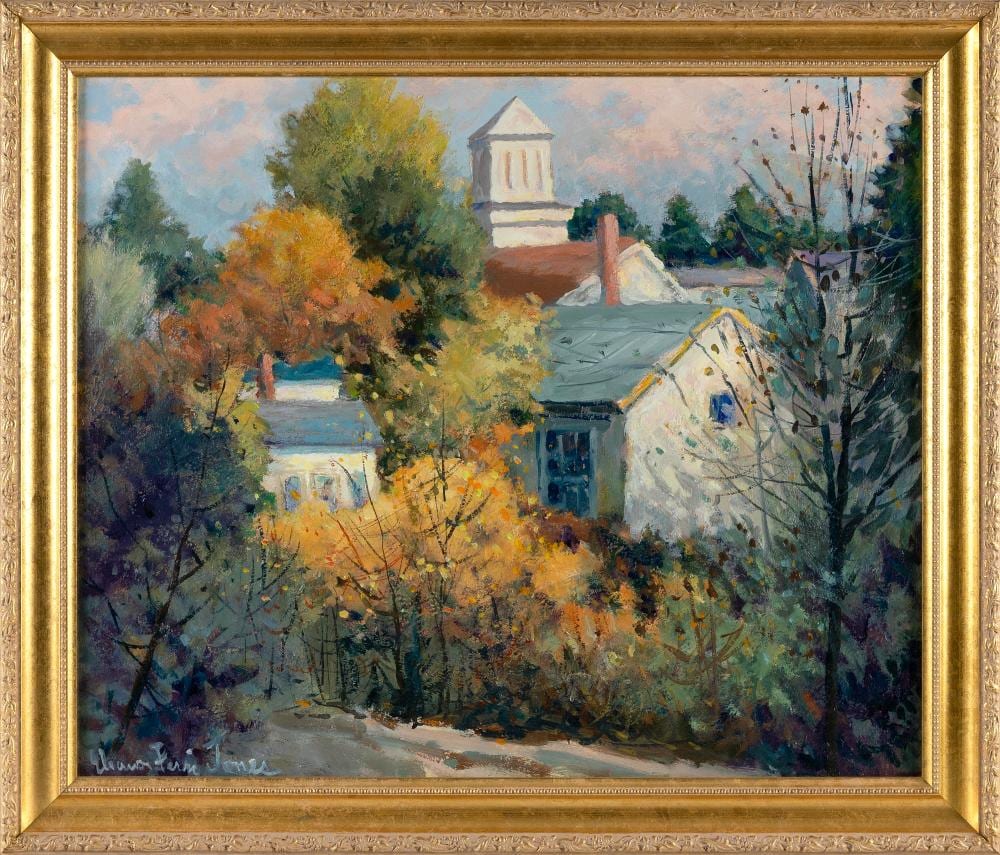 Eleanor Ferri Jones comparable auction result: eleanor ferri jones massachusetts 1930 2008 fall in a vermont village oil on board 20 x 24 framed 23 75 x 27 75