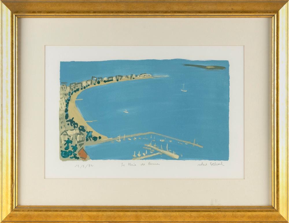 robert delval france 1934 la baie de cannes color lithograph 13 x 20 sight framed 23 x 29 · Eldred's · 2023-08-30 Robert Delval comparable auction result: robert delval france 1934 la baie de cannes color lithograph 13 x 20 sight framed 23 x 29