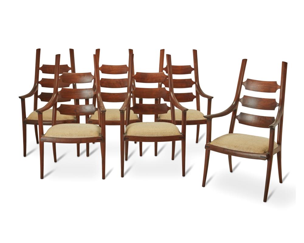 John Nyquist comparable auction result: john nyquist 1936 2018 six walnut ladder back dining chairs circa 1990s each 41 25 h x 22 w x 16 5 d