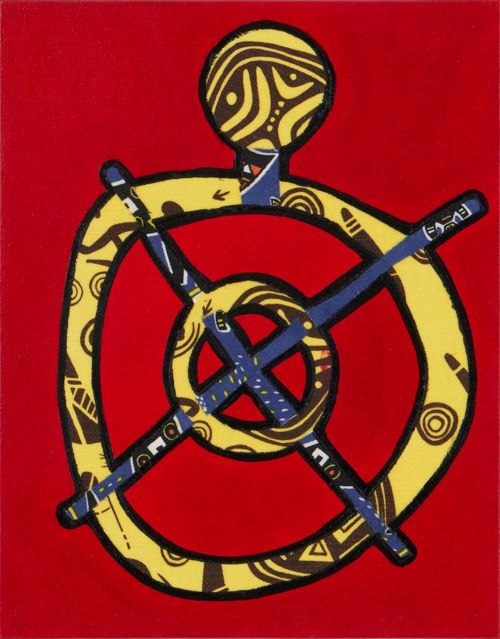 Tony Albert comparable auction result: tony albert born 1981 studio study 68 2021 synthetic polymer paint and vintage materials on canvasboard 25 5 x 20cm