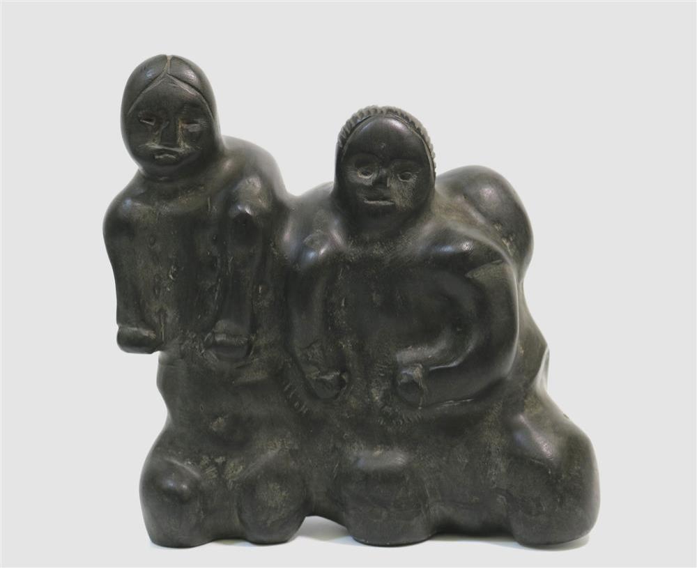 Tuna Iquliq comparable auction result: tuna iquliq inuit canadian 1935 2015 husband and wife hand carved stone sculpture of an indigenous family acquired in 2003 at