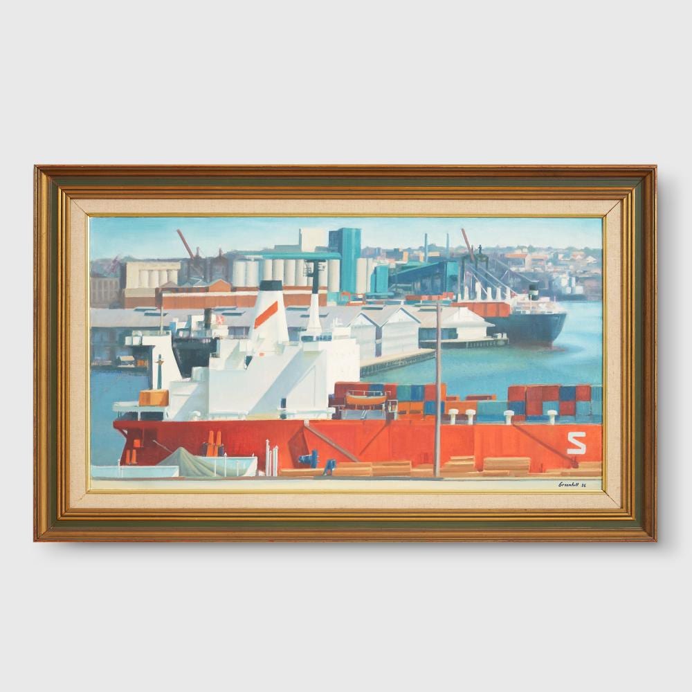 harold greenhill 1914 1995 container vessel in walsh bay 1986 · Bonhams · 2023-08-29 Harold Greenhill comparable auction result: harold greenhill 1914 1995 container vessel in walsh bay 1986