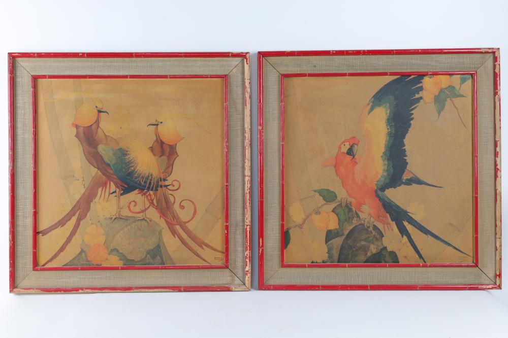 Stark Davis comparable auction result: pair 1930s stark davis framed exotic bird prints
