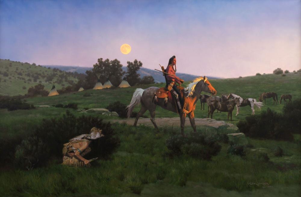 ken laager 1953 horsethief moon · Jackson Hole Art Auction · 2023-09-16 Ken Laager comparable auction result: ken laager 1953 horsethief moon
