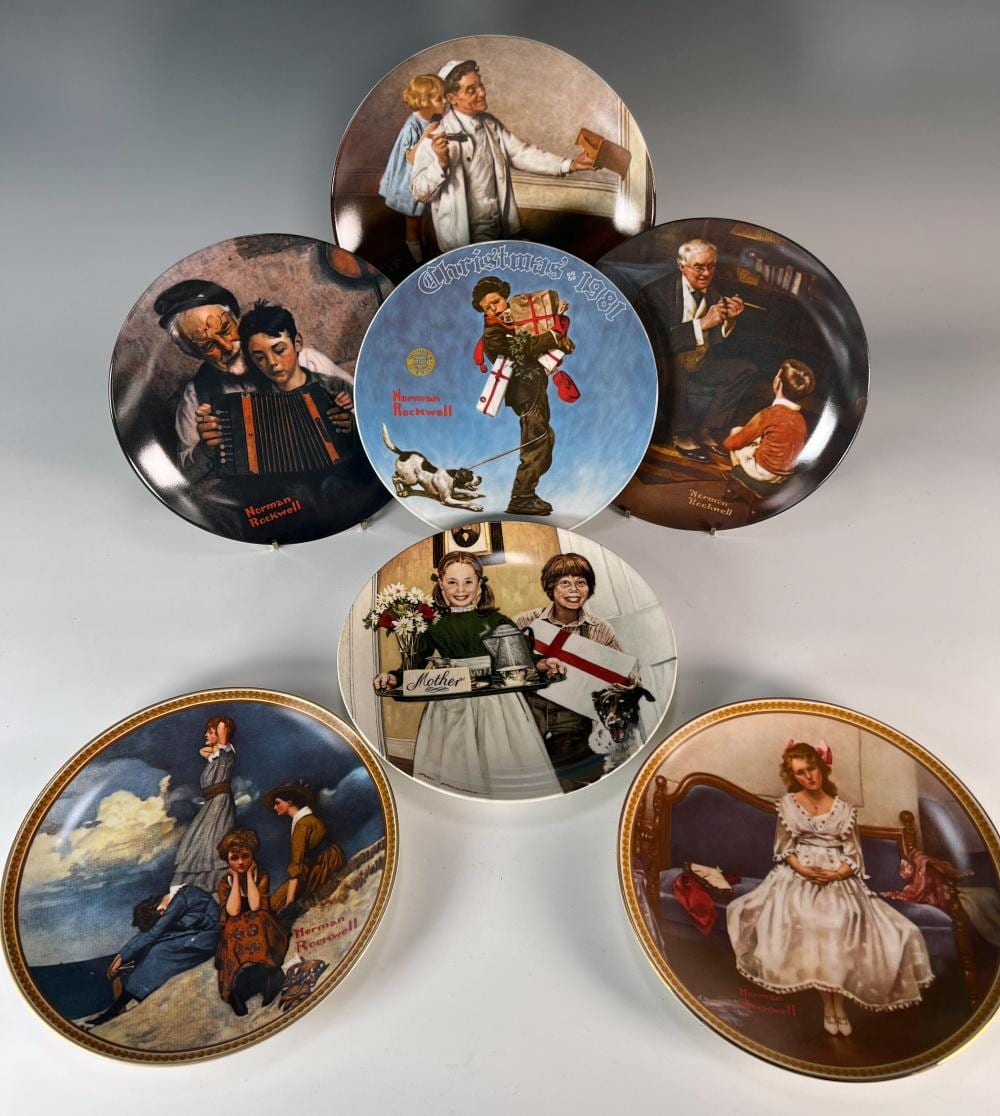 7 NORMAN ROCKWELL COLLECTOR PLATES WITH COAS sold by Converse Auctions, lot 198 — auction record photograph