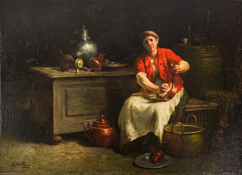 Louis Mettling comparable auction result: louis mettling fr 1847 1904 genre scene of a scullery maid