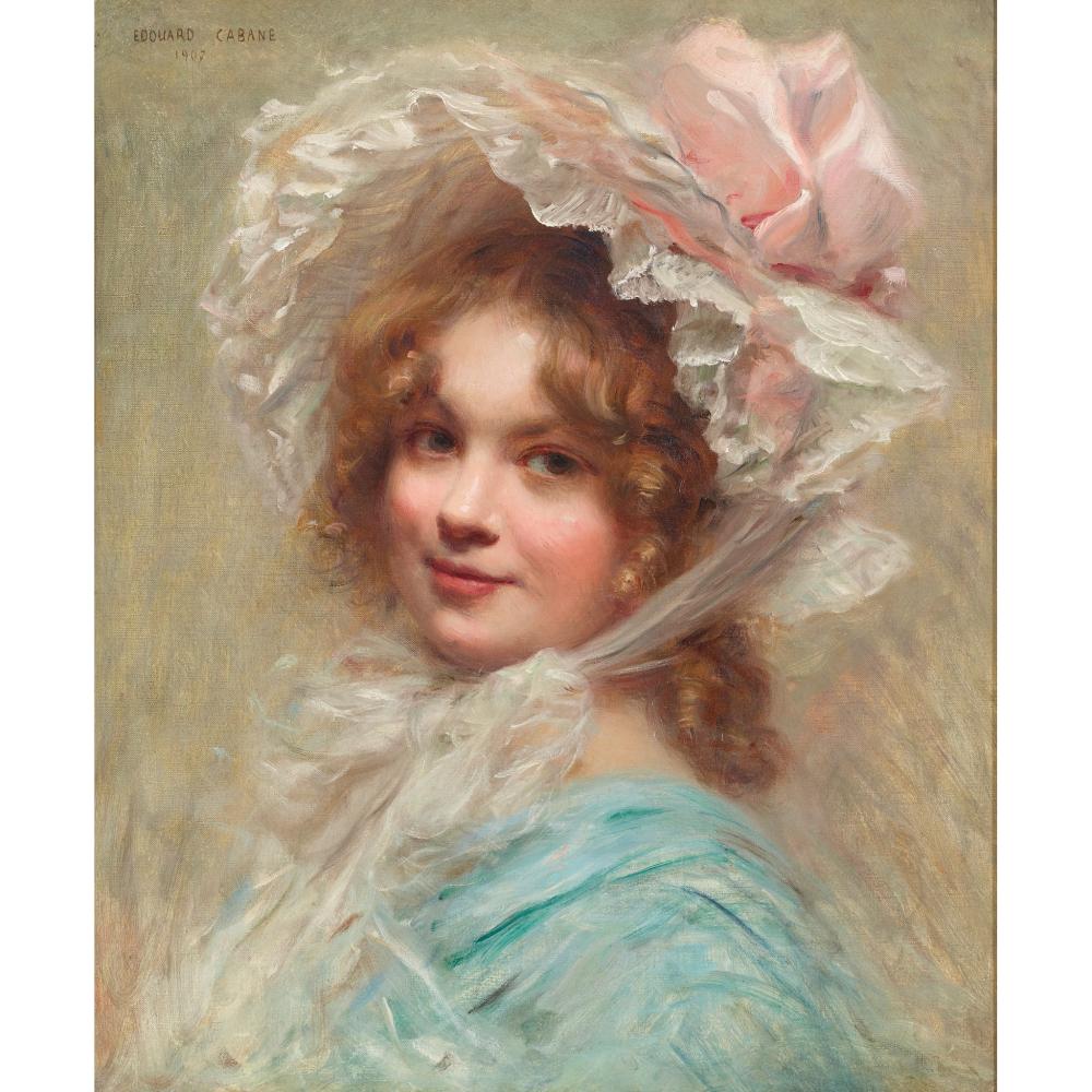 Edouard Cabane comparable auction result: edouard cabane 19th 20th century french the pink bonnet