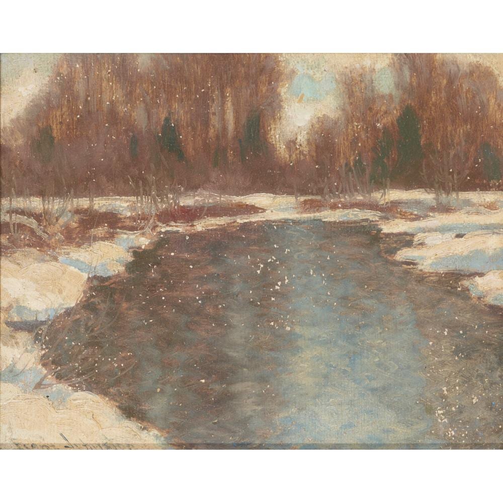 francis hans johnston canadian 1888 19490 a wooded river landscape winter · Lyon & Turnbull · 2023-09-07 Frank Hans Johnston comparable auction result: francis hans johnston canadian 1888 19490 a wooded river landscape winter