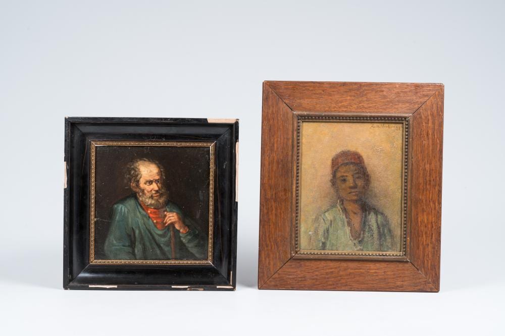 Emile Verbrugge comparable auction result: emile verbrugge 1856 1936 in the manner of portrait of a tunisian boy oil on board and belgian school man oil on panel 19th 20th c