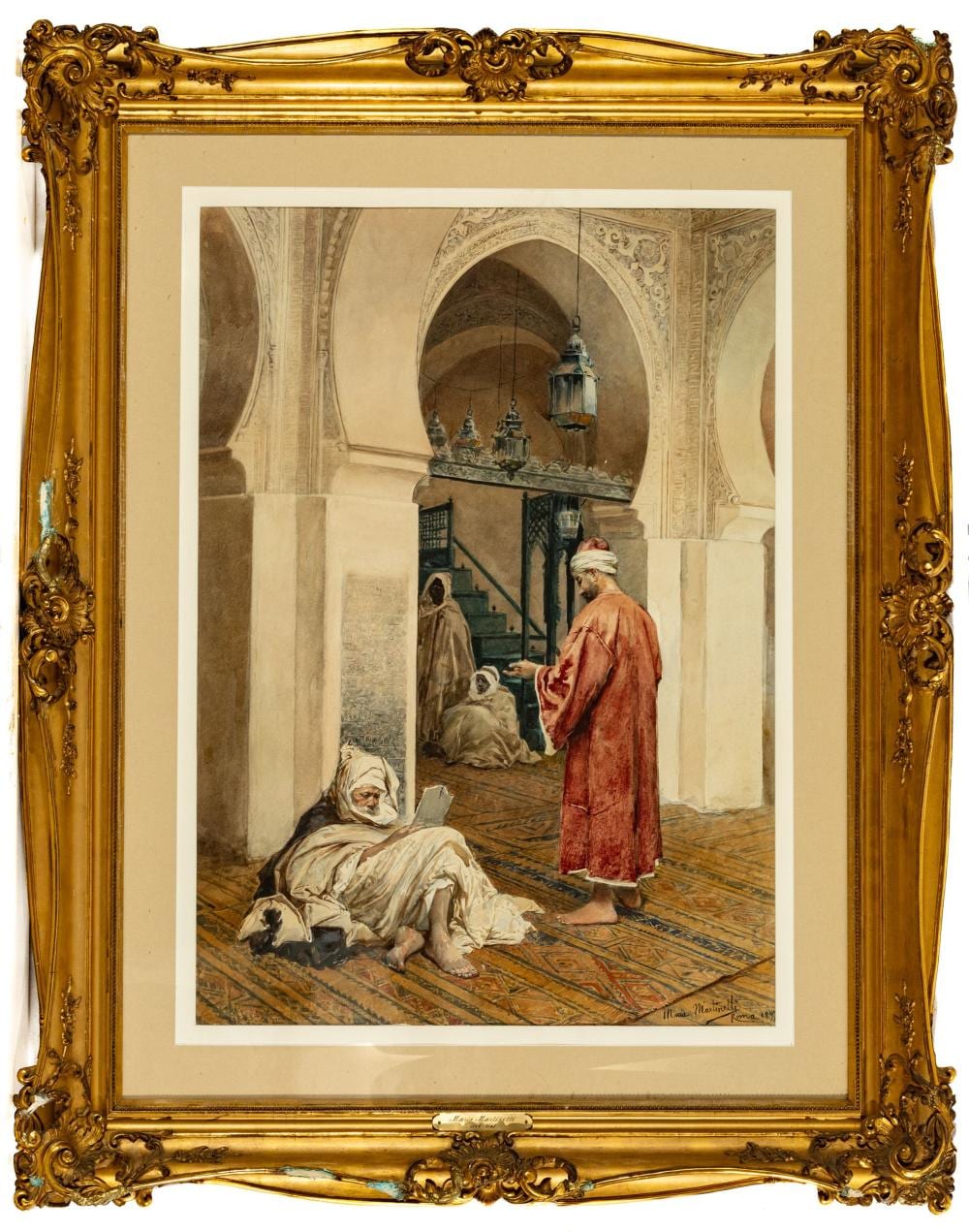Maria Martinetti comparable auction result: maria martinetti italian american 1864 1921 watercolor on paper 1897 mosque interior h 30 w 21 5