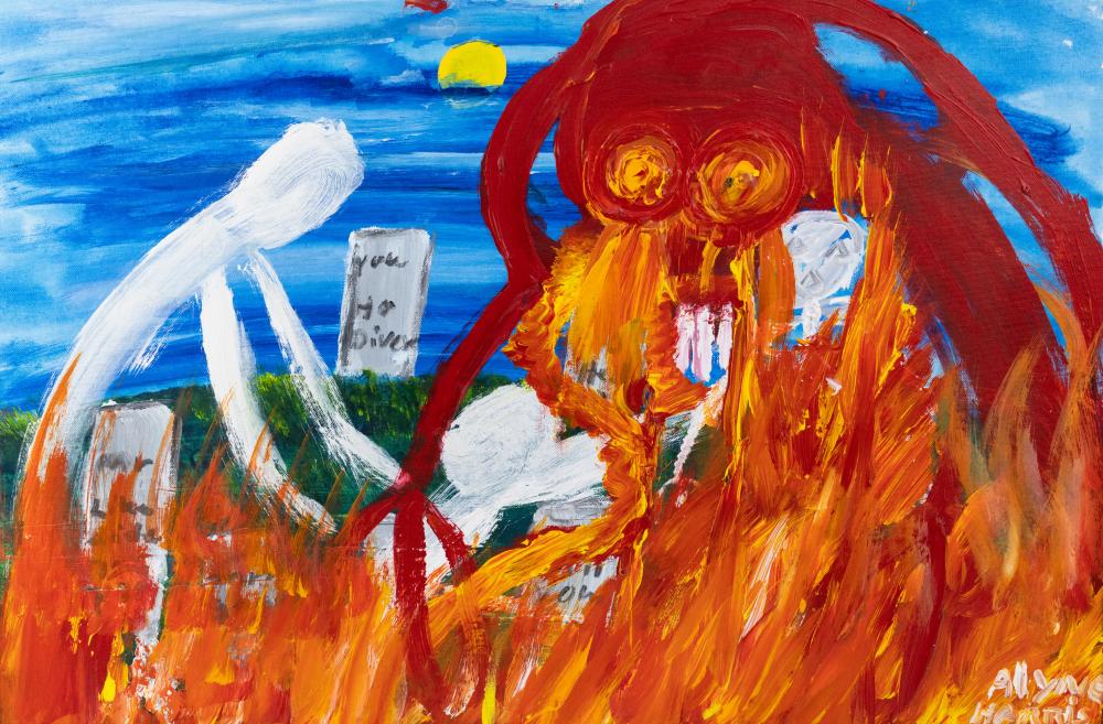 Alyne Harris comparable auction result: alyne harris ghosts and devil naive art o c painting