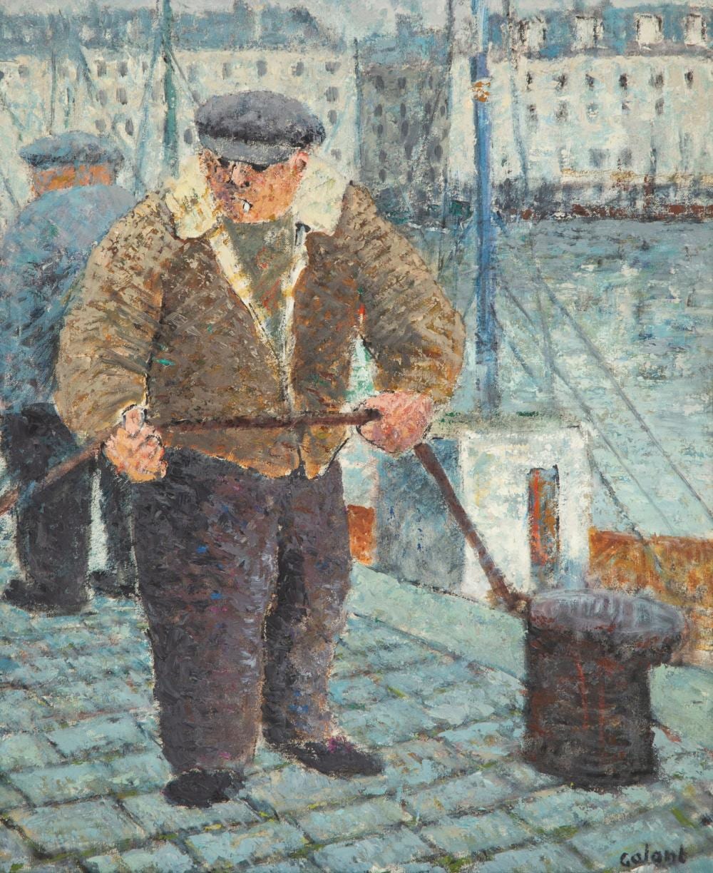 René Galant comparable auction result: ren galant french 1914 1997 le port de dieppe 1969