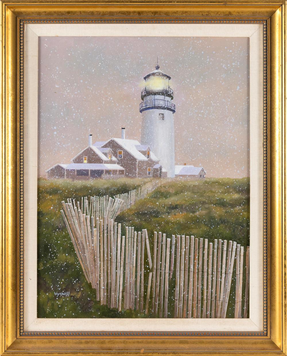 karol b wyckoff massachusetts 20th 21st century light snow at truro light oil on board 18 x 24 framed 24 x 29 5 · Eldred's · 2023-09-14 Karol B. Wyckoff comparable auction result: karol b wyckoff massachusetts 20th 21st century light snow at truro light oil on board 18 x 24 framed 24 x 29 5